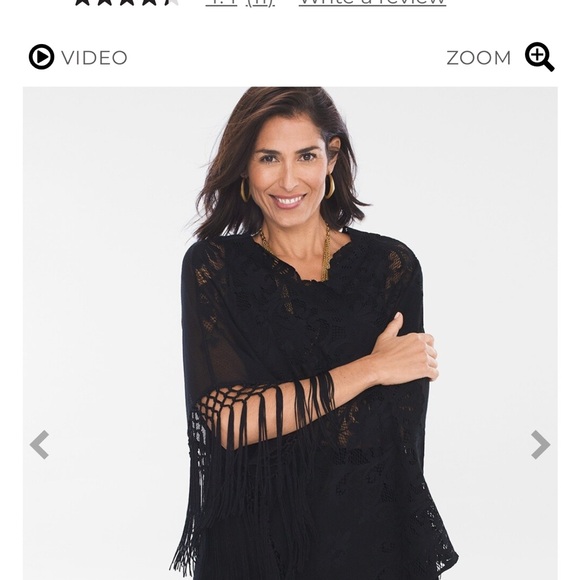 Chico's Black Lace open front jacket  w/ Fringe Size S/M - Picture 1 of 12